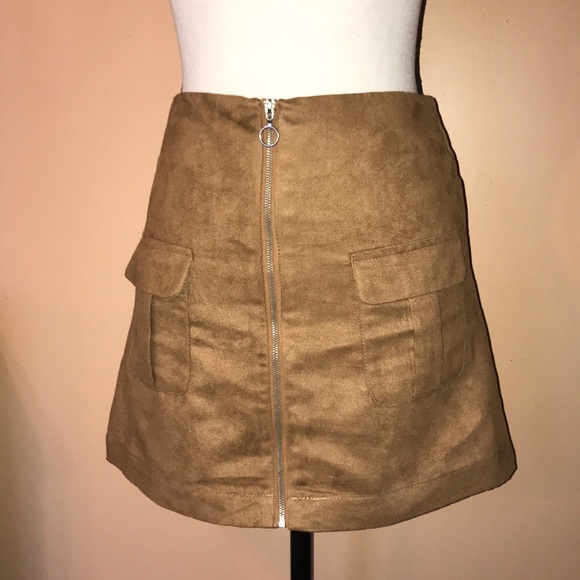 Atmosphere Dresses & Skirts - Brown suede zipper up skirt